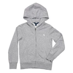 Polo Ralph Lauren Girls French Terry Full Zip Hoodie Light Grey Heather Sz S/P 7